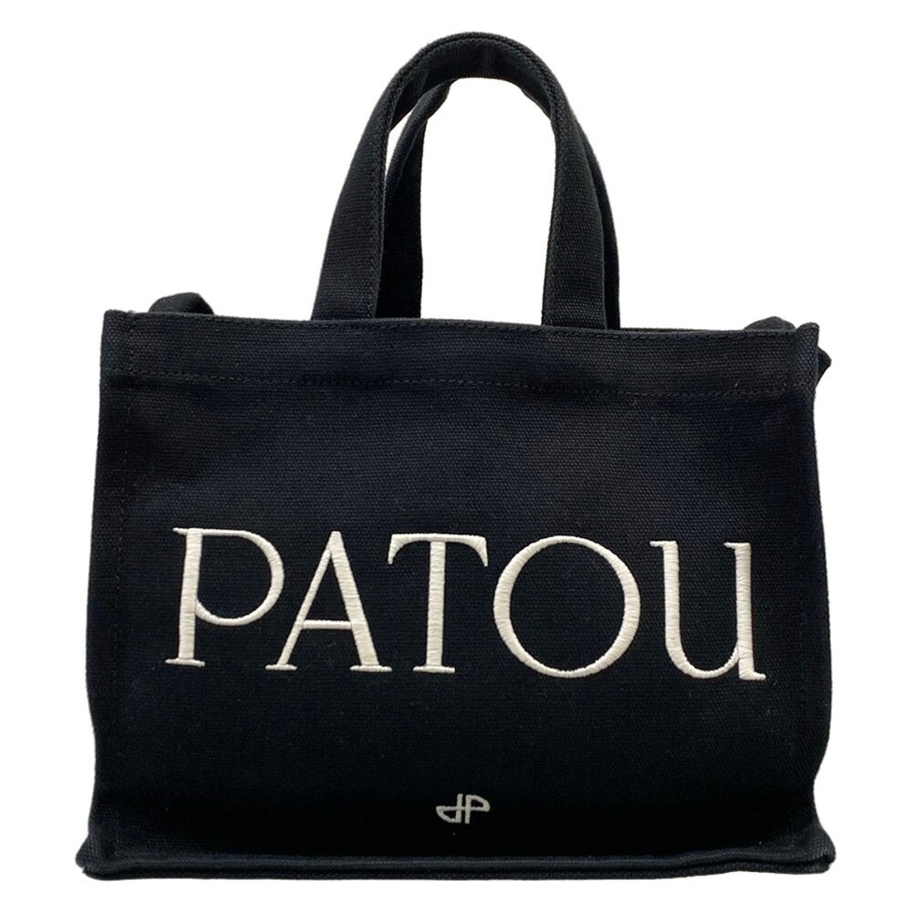 Patou Cotton Canvas Tote Small Black #327941P77B